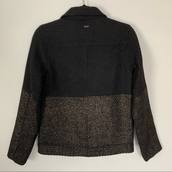 RVCA Black and Gold Layla Tweed Moto Jacket - Picture 3 of 13